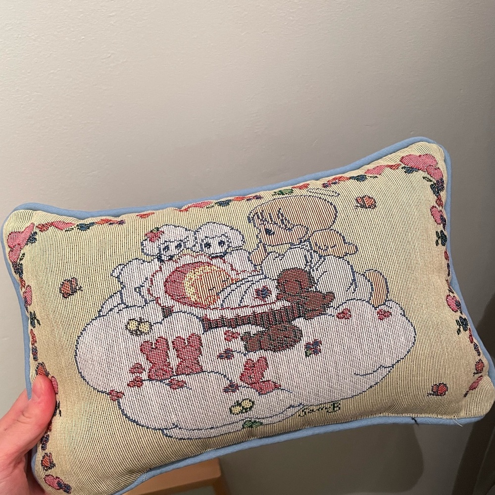 Vintage Tapistry Precious moments baby pillow